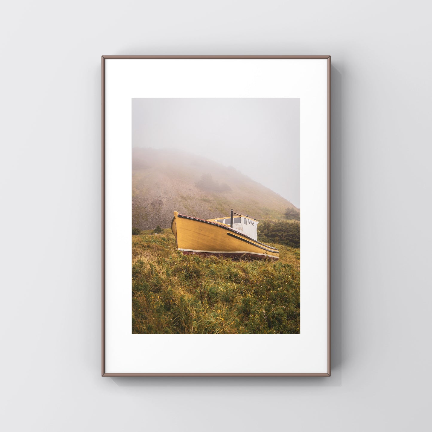 Photography print of an abandoned boat in rural Magdalen Islands, Quebec