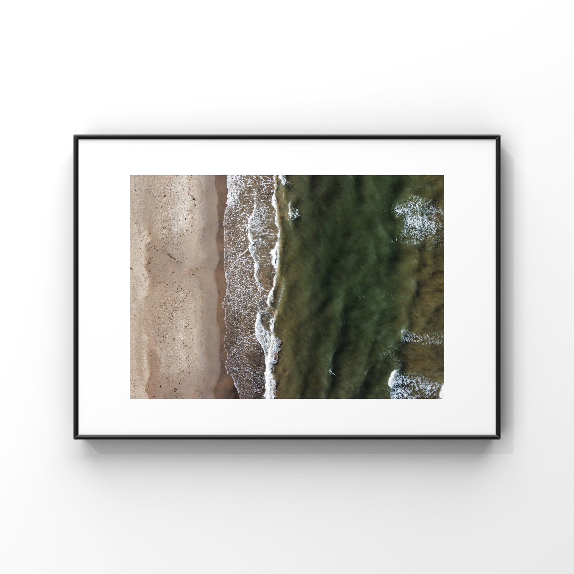 Aerial photography of waves rolling onto the beach in Magdalen Islands in Quebec print