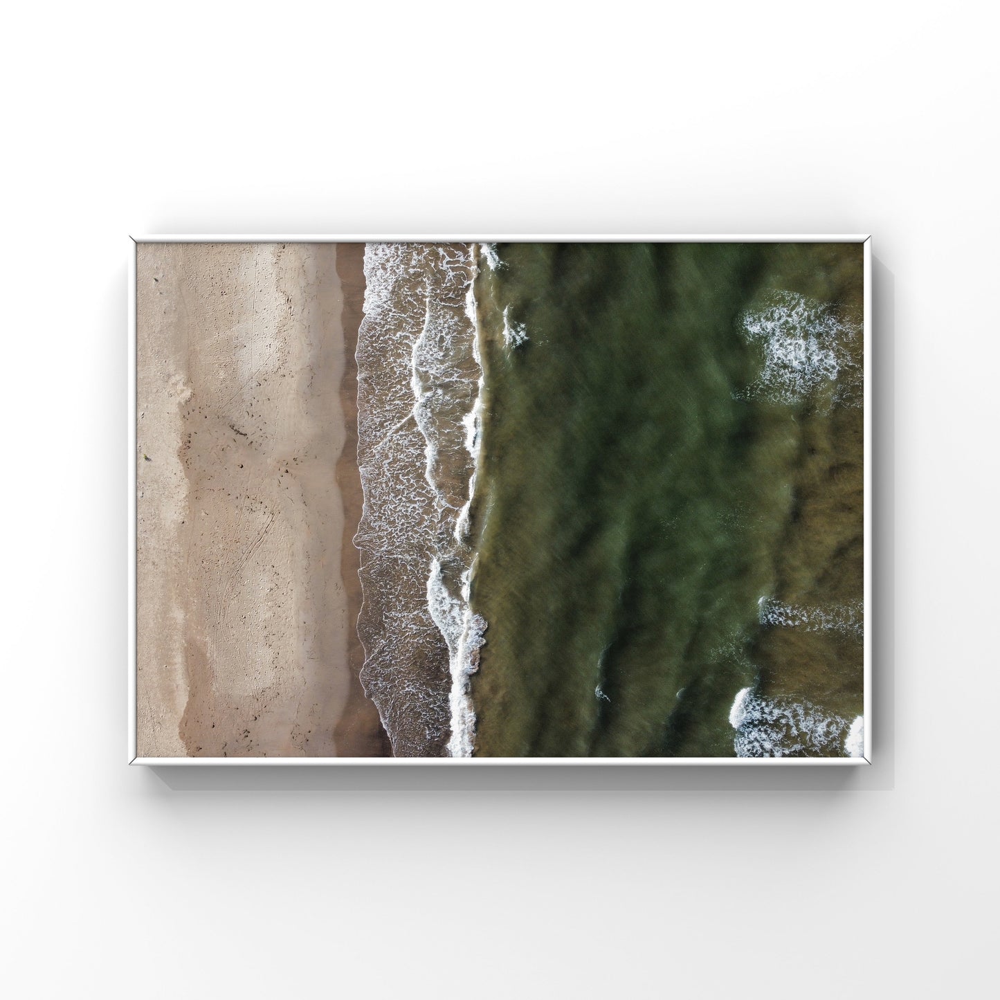 Aerial photography of waves rolling onto the beach in Magdalen Islands in Quebec print