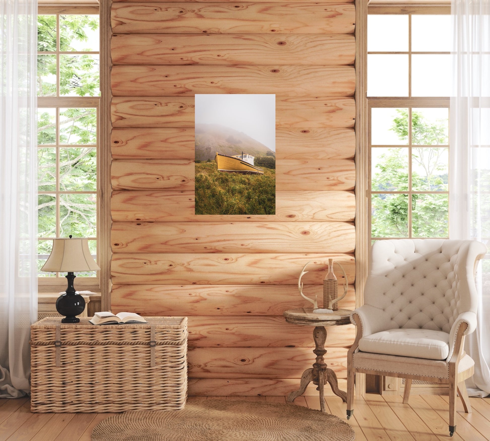 Photography print of an abandoned boat in rural Magdalen Islands, Quebec