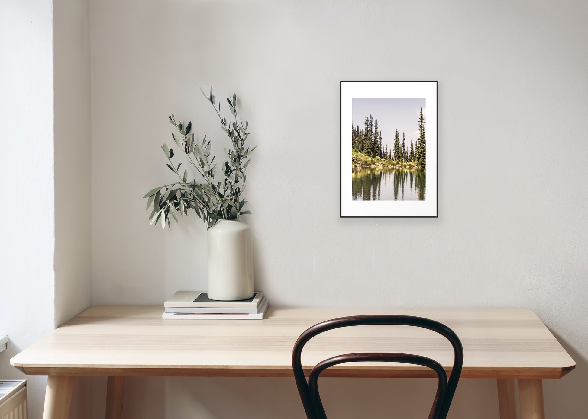 Photo print of pine trees reflection on an alpine lake in Whistler, British Columbia