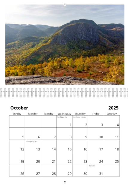 2025 Calendar - Quebec Landscape Photography