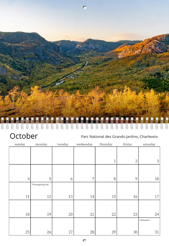 2026 Calendar - Quebec Landscape Photography