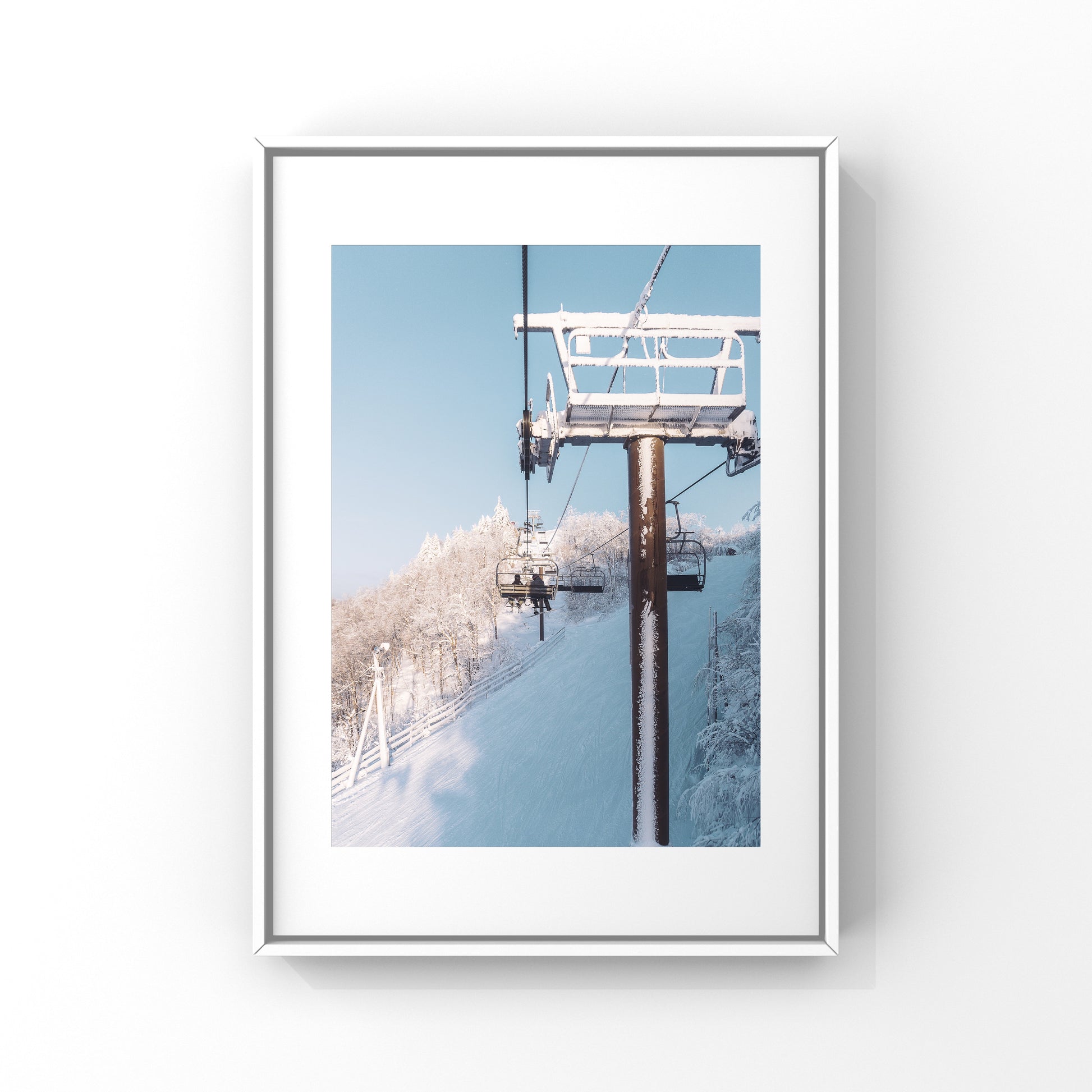 Frozen snow on chairlift tower in Bromont, Quebec photography winter print