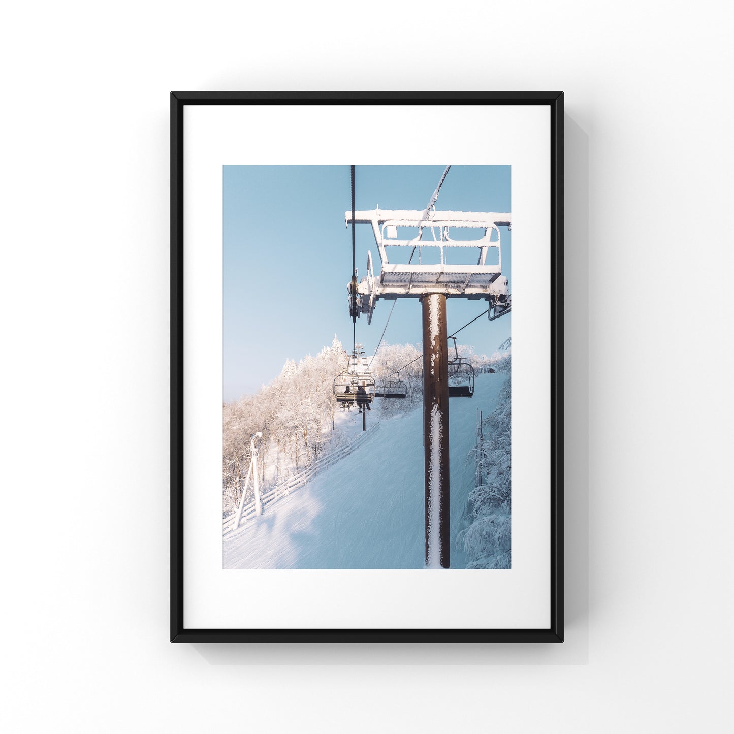 Frozen snow on chairlift tower in Bromont, Quebec photography winter print