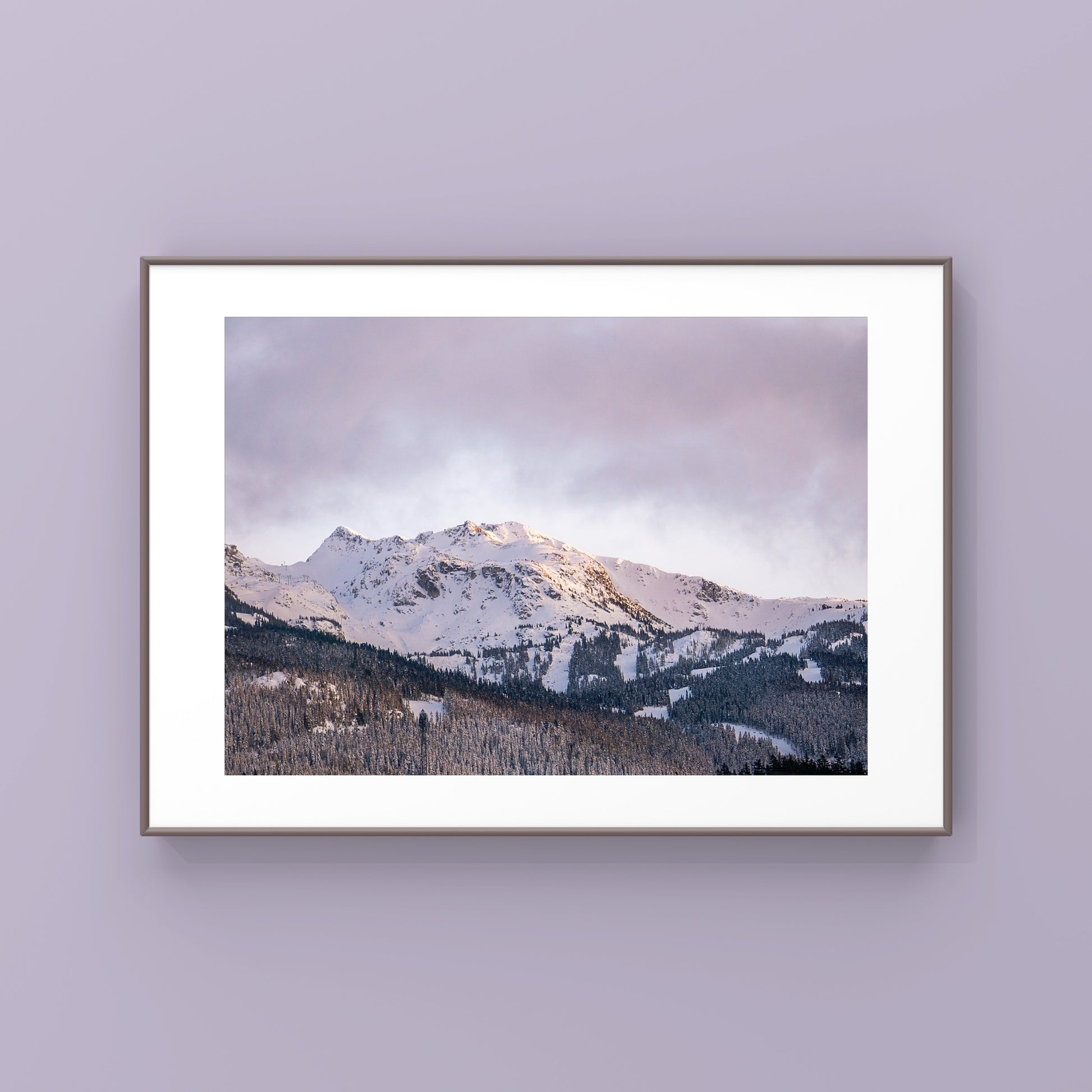 Lilac sky mountain sunset in Whistler, British Columbia, framed photography poster print