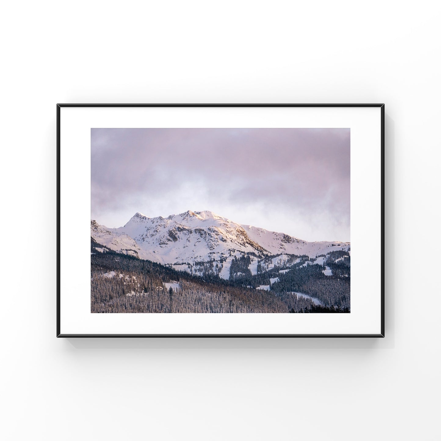 Lilac sky mountain sunset in Whistler, British Columbia, framed photography poster print