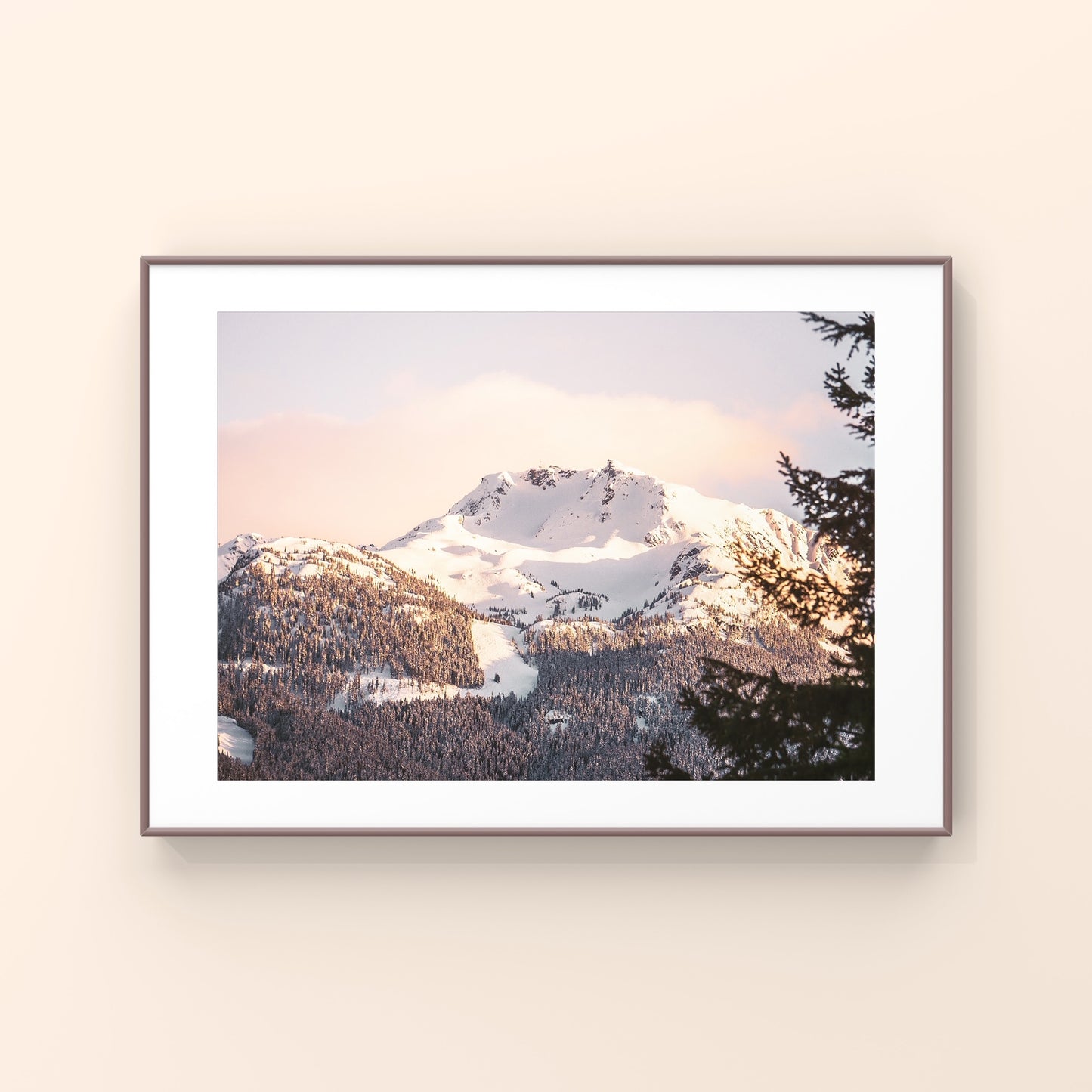 This is Whistler Peak on Whistler Mountain, you can see Peak Chair on the left and Whistler bowl covered in snow. 