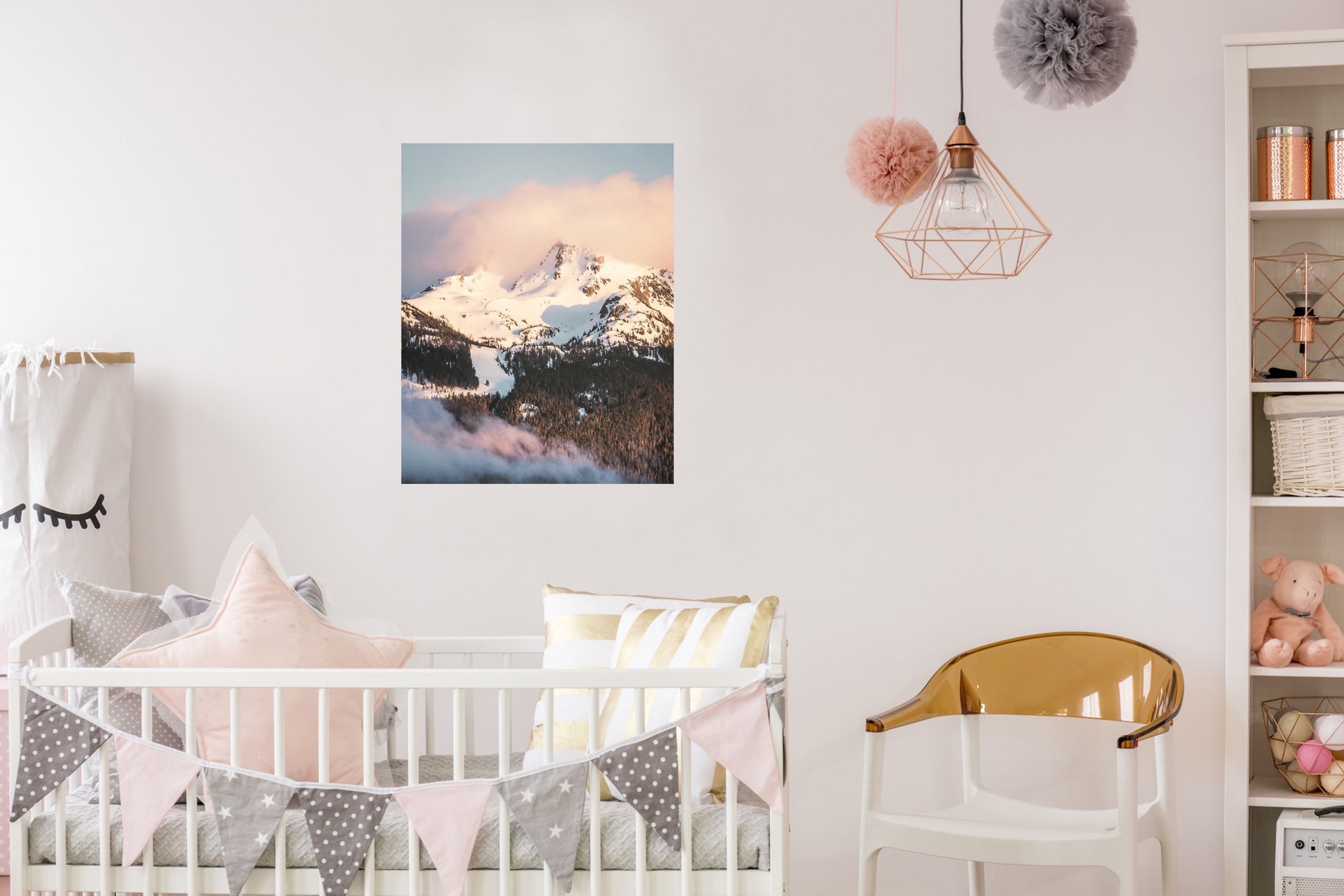 Vertical image of a pink sunset on Whistler mountain in British Columbia