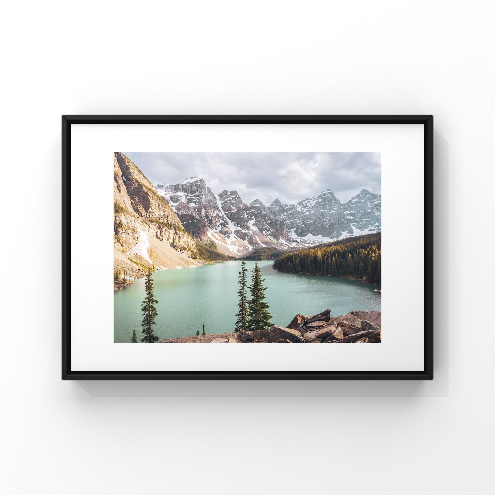 Moraine Lake Mountain range at sunset photography print for your home decor