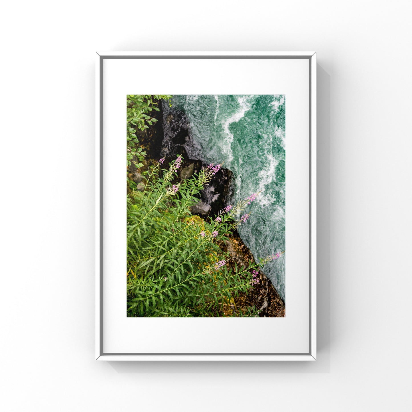 A few of my favorite elements: fireweed, glacier rivers and bird's eye view photography print