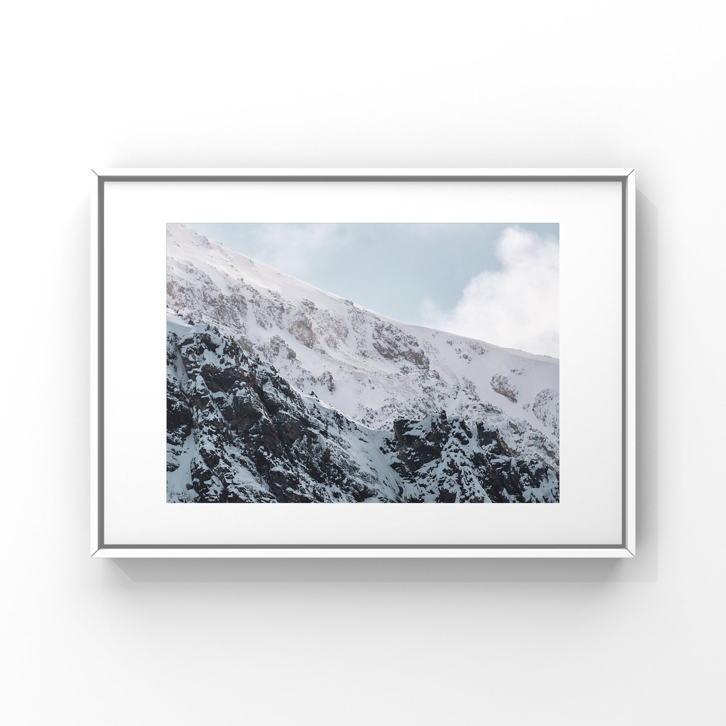 Soft light on a snowy mountain ride in the Canadian Rockies photography print