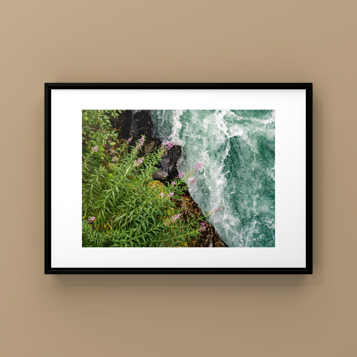 A few of my favorite elements: fireweed, glacier rivers and bird's eye view photography print