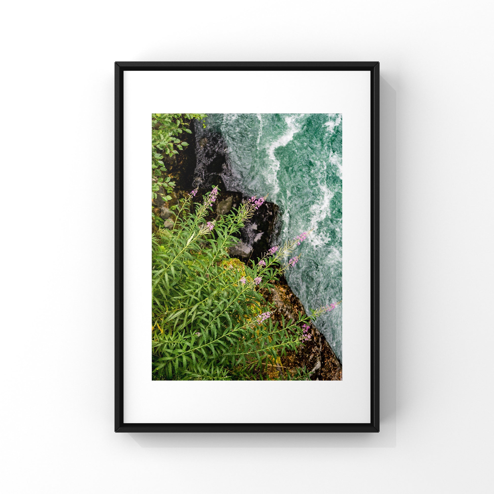 A few of my favorite elements: fireweed, glacier rivers and bird's eye view photography print