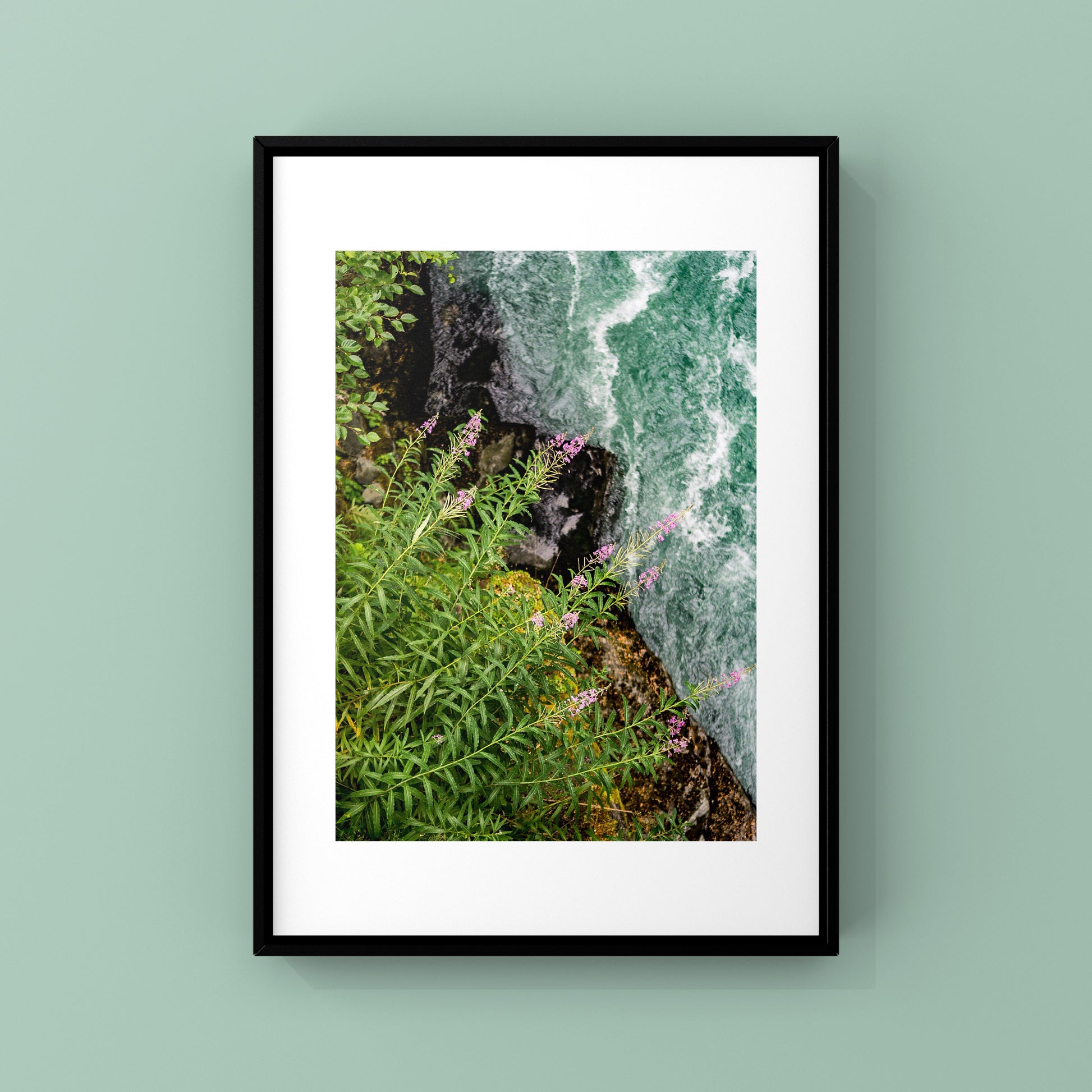 A few of my favorite elements: fireweed, glacier rivers and bird's eye view photography print