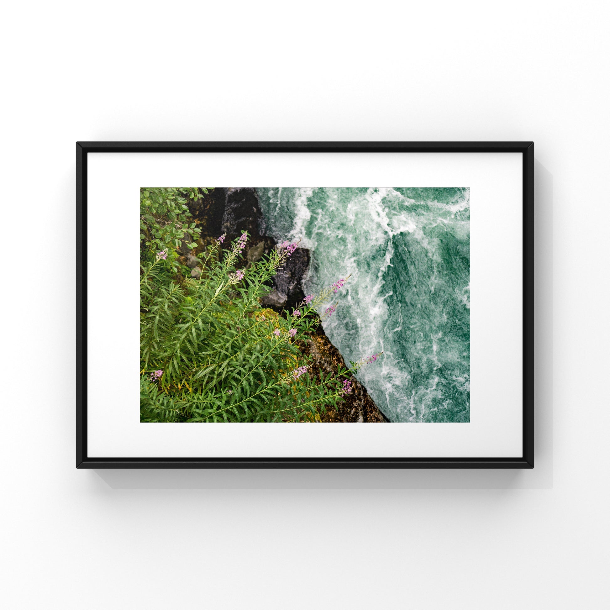 A few of my favorite elements: fireweed, glacier rivers and bird's eye view photography print